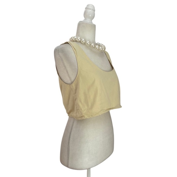 With Jean Butter Yellow Scoop Neck Crop Top Sleeveless Summer Essential - Picture 4 of 8